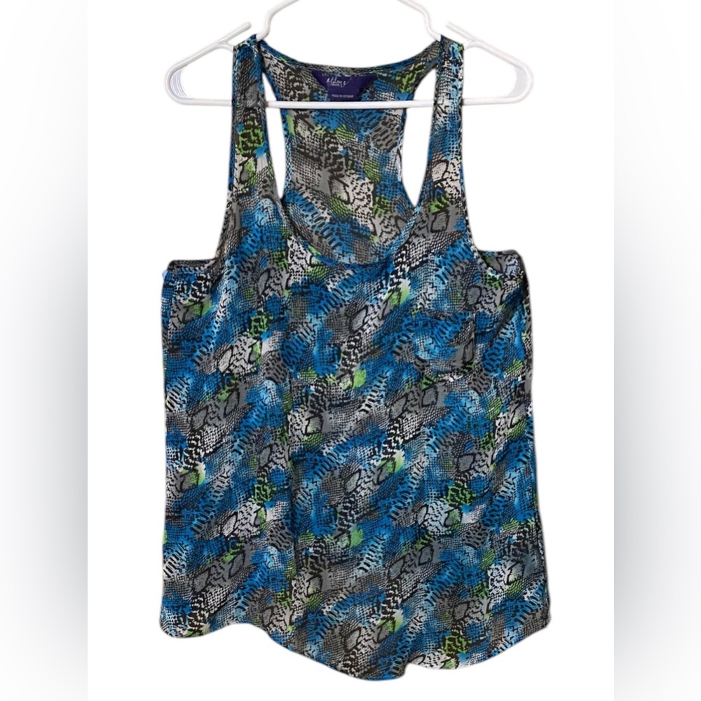 Miley Cyrus Max Azria Animal Print Sheer Tank Top Size XL Racerback Asymmetrical